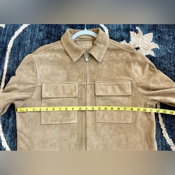 Broken Zipper! Massimo Dutti Short Suede Goat Leather Jacket Beige Size Medium - Picture 14 of 17